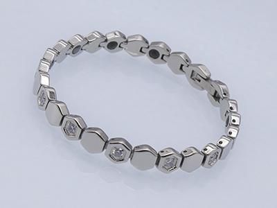 S1044 - Edelstahl Magnetarmband mit Zirkonia-Steinen