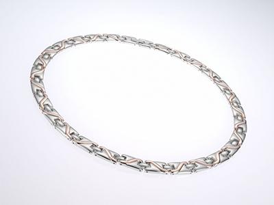 SN073 - Magnet Halskette mit silbernem Look